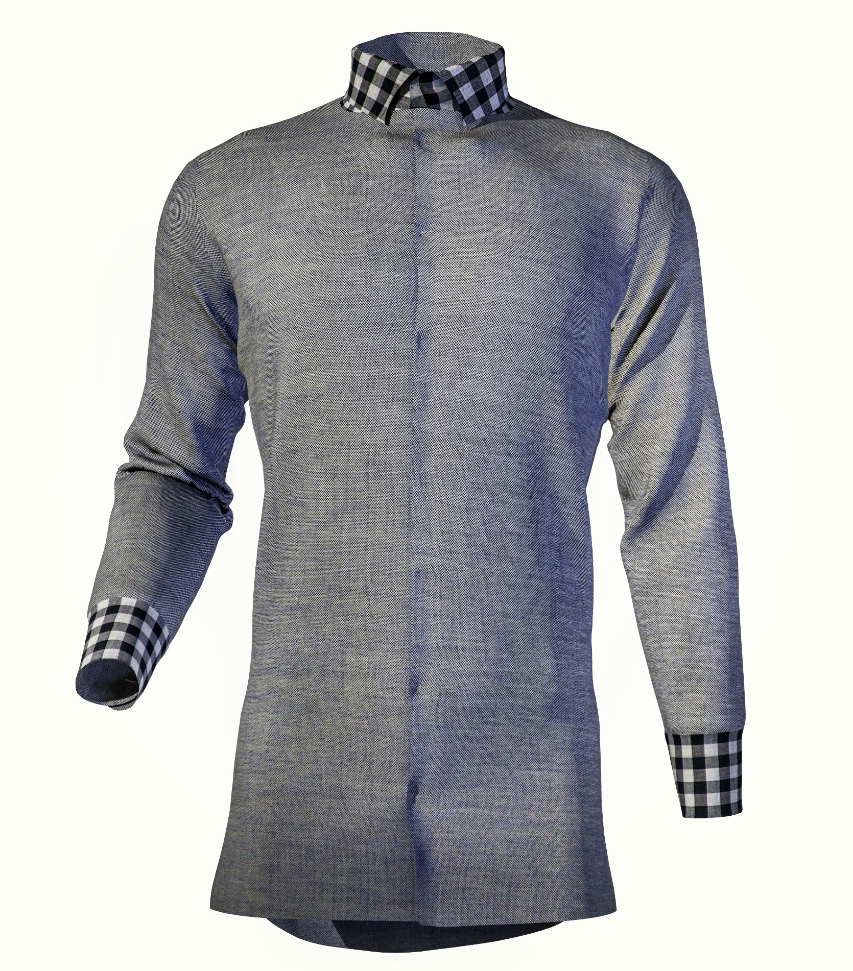 chambray grey withCollarCuffs grey check